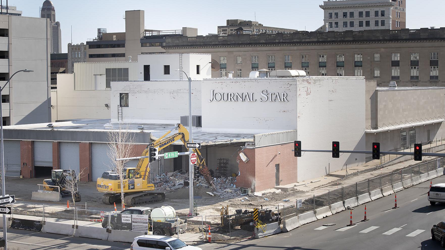 Piece of Lincoln's newspaper history begins to come down as Journal Star nears move into new offices